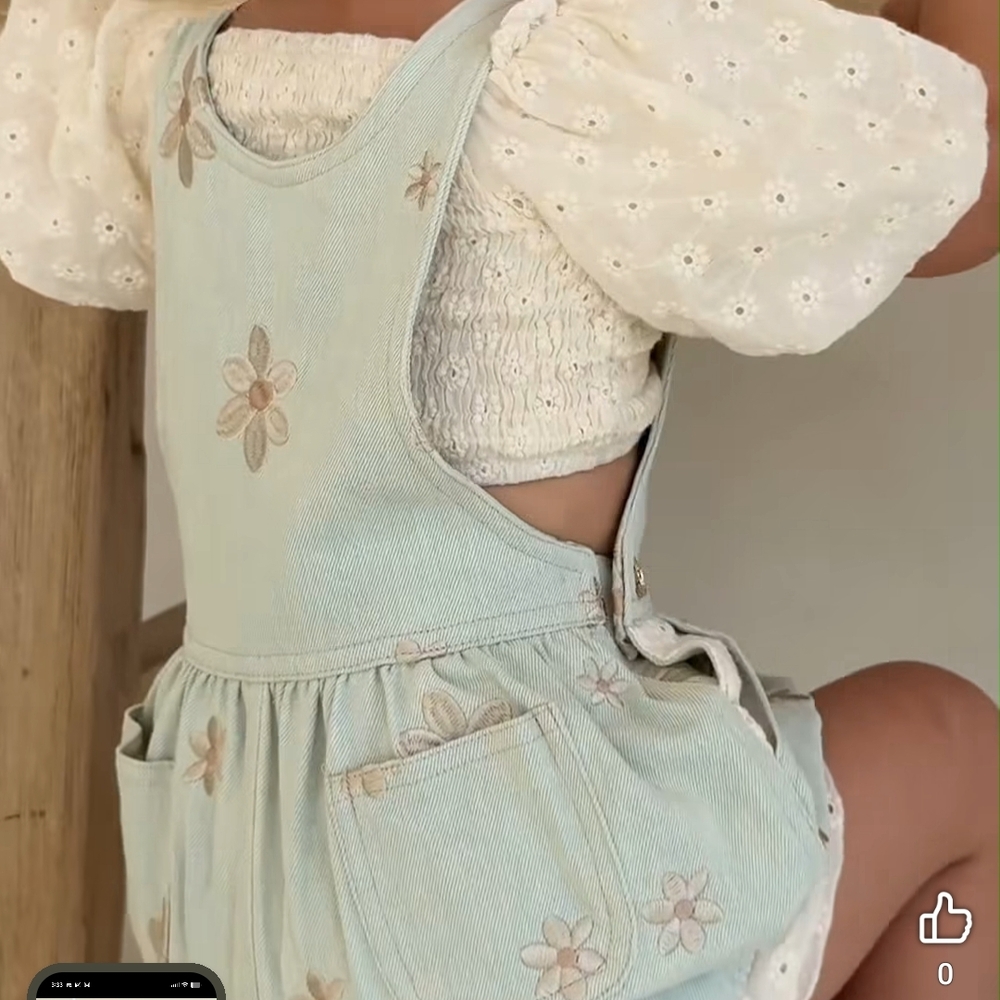 Lolly May Daisy Denim Bubble Overalls Sz 5 - Picture 3 of 5